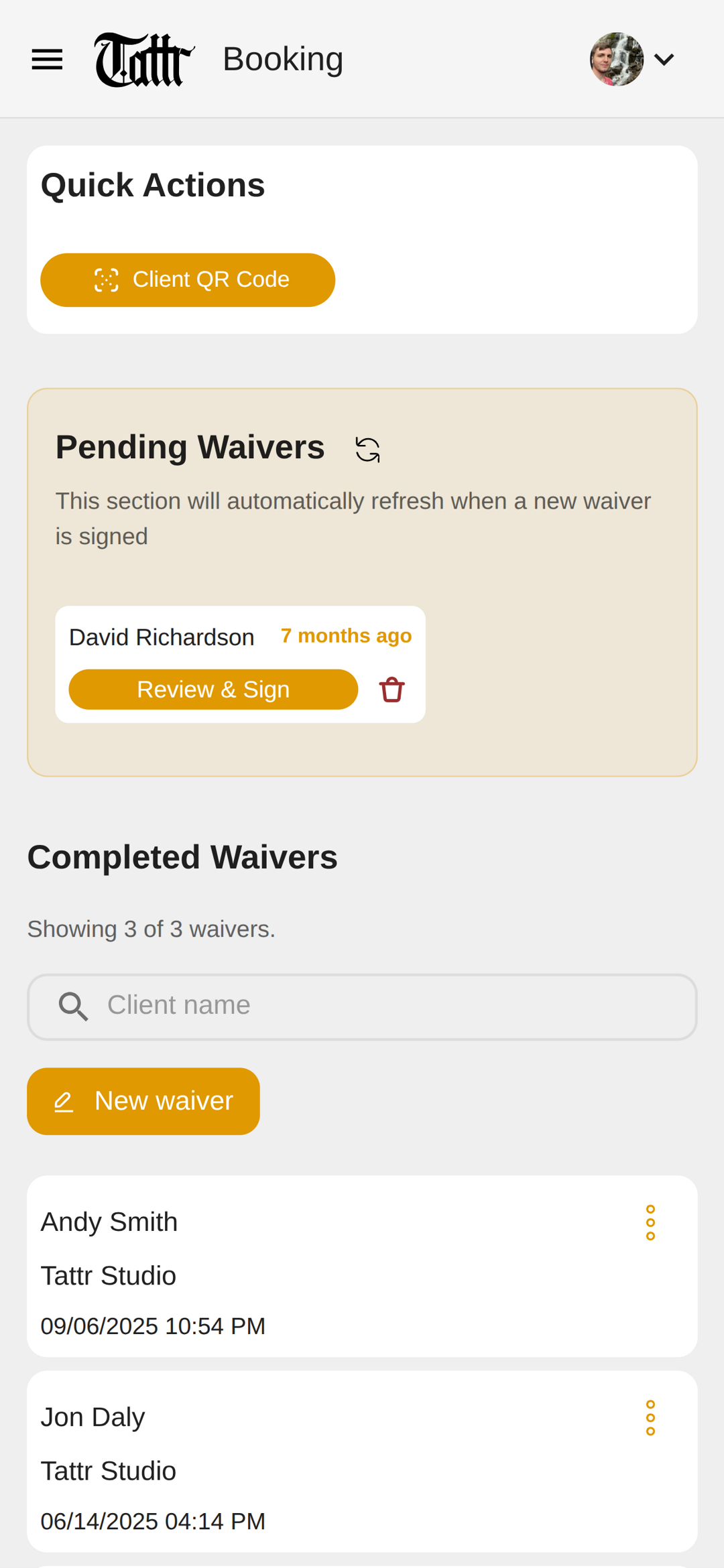 Mobile Booking Dashboard preview
