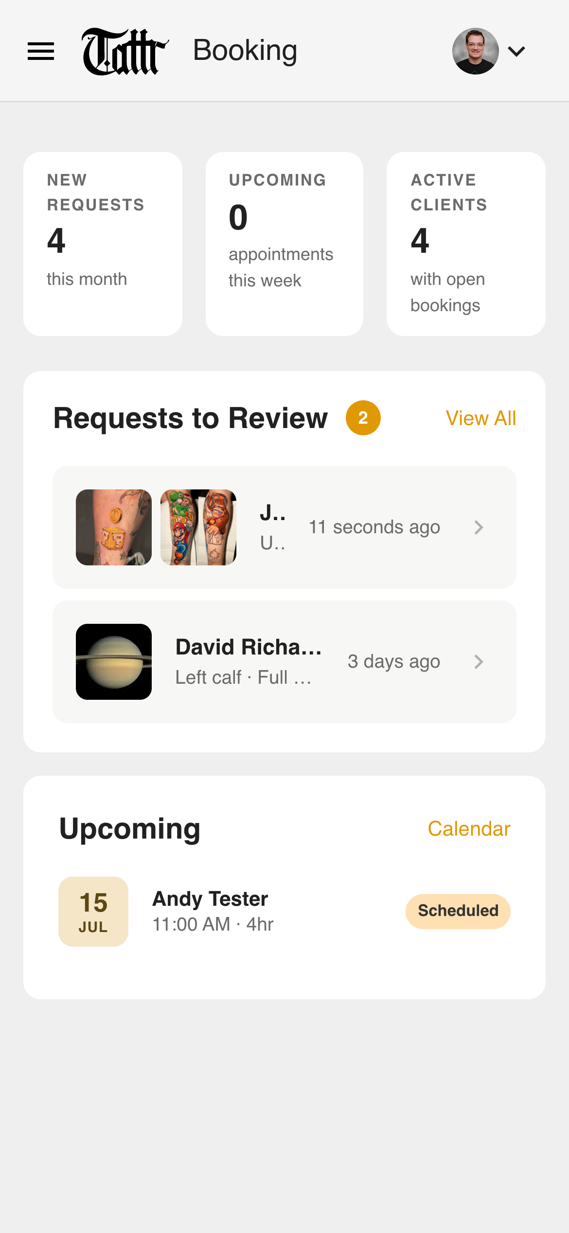 Tattr dashboard preview
